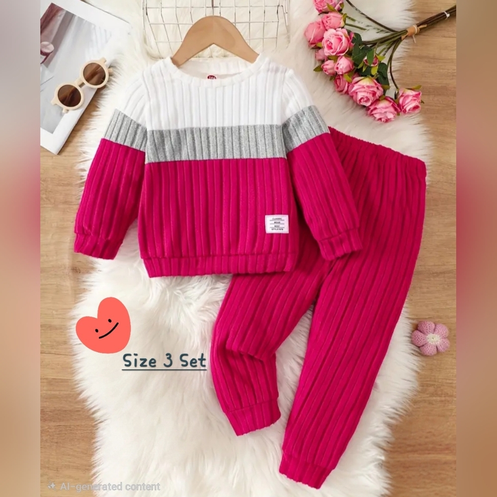 Kids Colorful Ribbed Knit 2-Ppc. Set - Picture 2 of 3